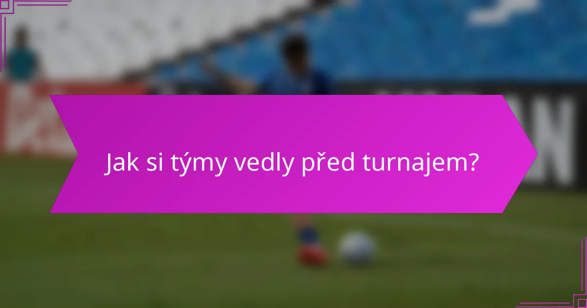 Jak si týmy vedly před turnajem?