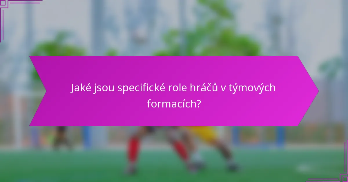 Jaké jsou specifické role hráčů v týmových formacích?