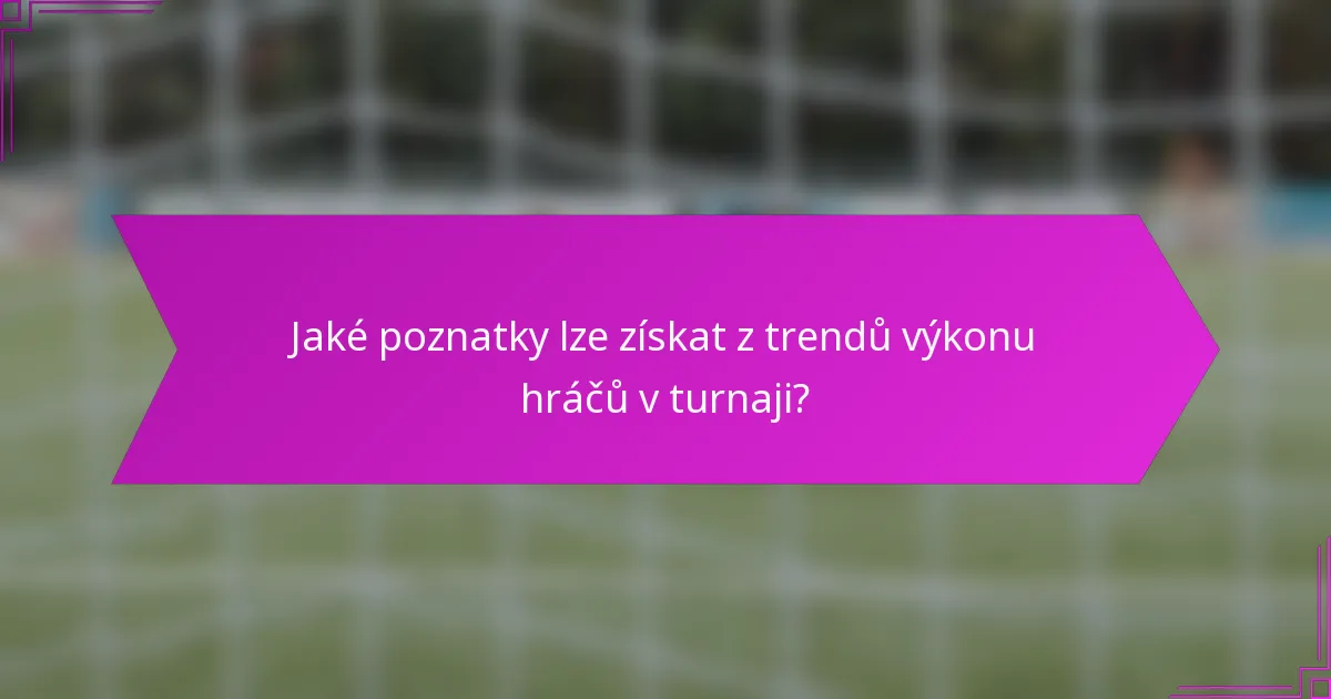 Jaké poznatky lze získat z trendů výkonu hráčů v turnaji?