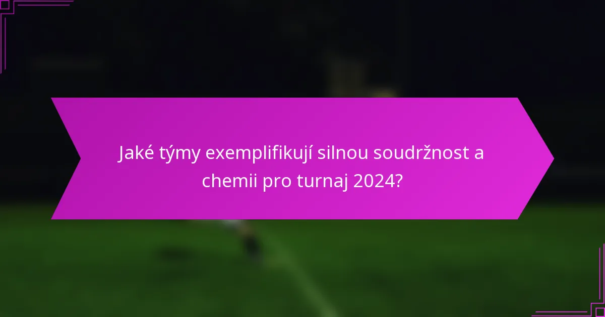 Jaké týmy exemplifikují silnou soudržnost a chemii pro turnaj 2024?
