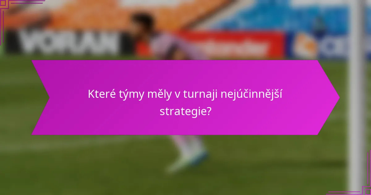 Které týmy měly v turnaji nejúčinnější strategie?