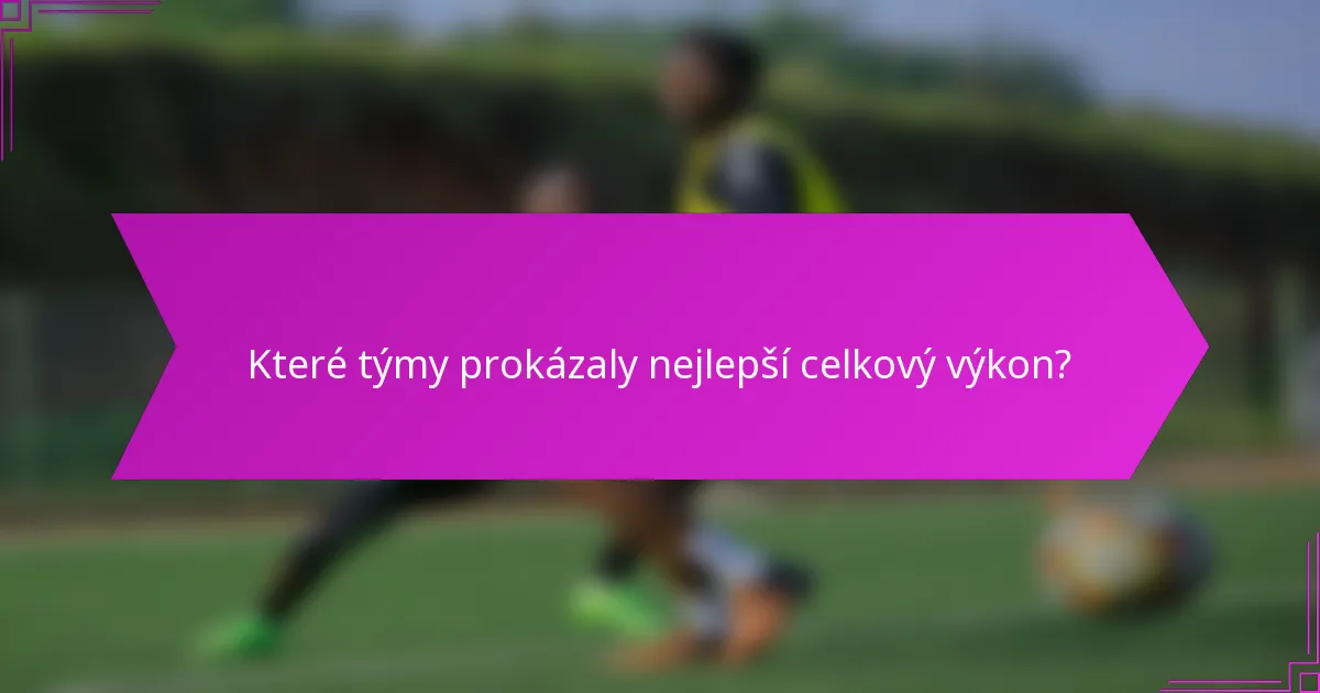 Které týmy prokázaly nejlepší celkový výkon?