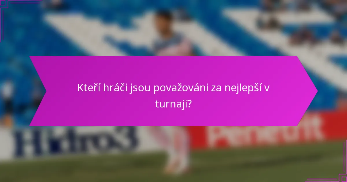 Kteří hráči jsou považováni za nejlepší v turnaji?